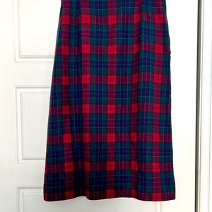 VINTAGE • Plaid Wool A-line Skirt
